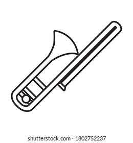 trombone air instrument musical line style icon vector illustration design