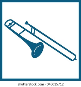 Trombone blue icon 