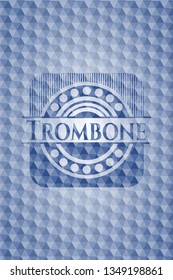 Trombone blue polygonal emblem.