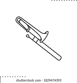 trombone, brass instrument vector icon in outline