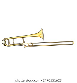 trombone is a brass musical instrument with a long, narrow tube that flares into a bell shape at one end. The trombone is recognizable by its retractable mechanism,