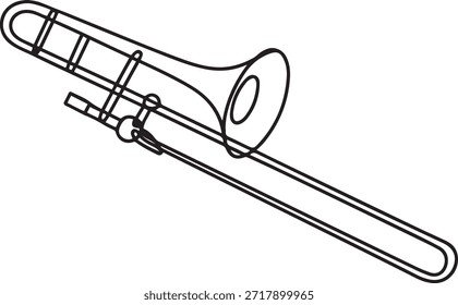 Trombone contínuo uma linha desenho pro vetor ilustração, ícone de linha fina. uma linha Ícone desenho
