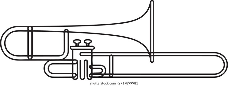 Trombone continuous one line drawing pro vector illustration, Thin line icon. one line Icon drawing
