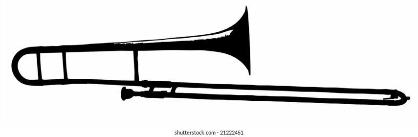 trombone a coulisse silhouette isolated vector illustration