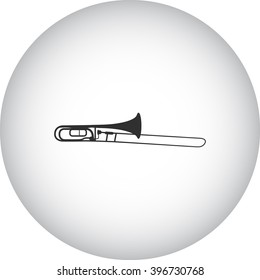 Trombone detailed simple icon on round background