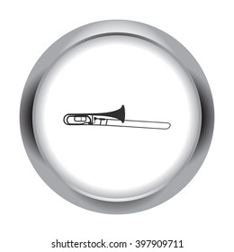 Trombone detailed simple icon on round background