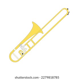 Trombone flat style isolated on white. musical object concept vector for your design work, presentation, website or others.
Line drawing. Coloring.
