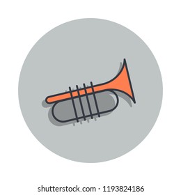 trombone icon in badge style. One of web collection icon can be used for UI, UX