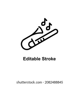 trombone icon designed in outline style in musical instrument icon theme