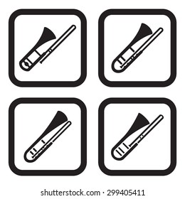 Trombone icon in four variations