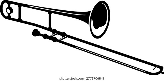 El icono del trombón aislado sobre fondo blanco