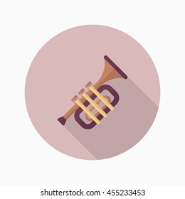 Trombone icon , Vector flat long shadow design.