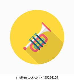 Trombone icon , Vector flat long shadow design. 