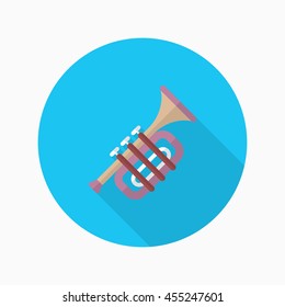 Trombone icon , Vector flat long shadow design.