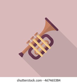 Trombone icon , Vector flat long shadow design.