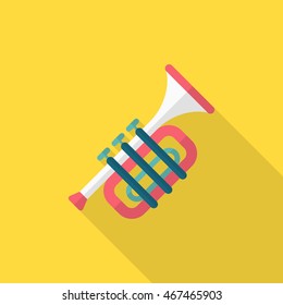 Trombone icon , Vector flat long shadow design.