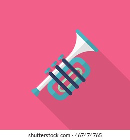 Trombone icon , Vector flat long shadow design.