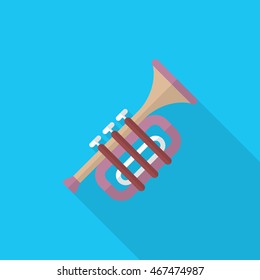 Trombone icon , Vector flat long shadow design.