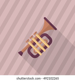 Trombone icon , Vector flat long shadow design.