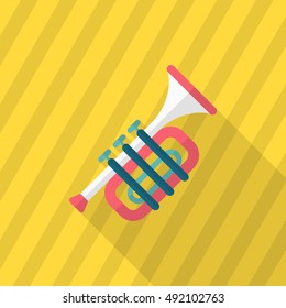 Trombone icon , Vector flat long shadow design.