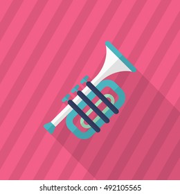 Trombone icon , Vector flat long shadow design.