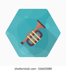 Trombone icon , Vector flat long shadow design.