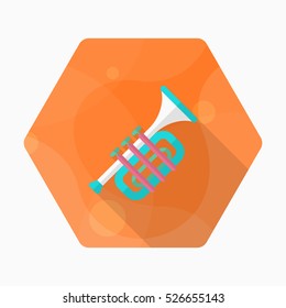 Trombone icon , Vector flat long shadow design.