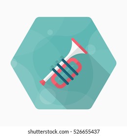 Trombone icon , Vector flat long shadow design.