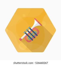 Trombone icon , Vector flat long shadow design.