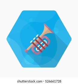 Trombone icon , Vector flat long shadow design.