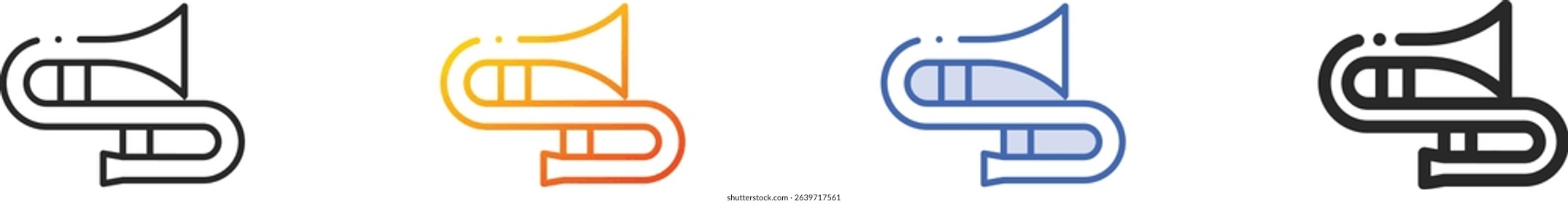 trombone icon.Thin Linear, Gradient, Blue Stroke and bold Style Design Isolated On White Background