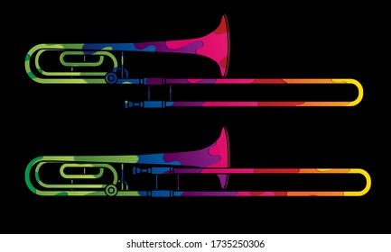 Trombone instrument cartoon music graphic vector