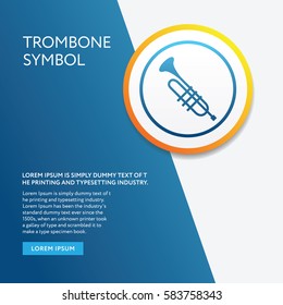 Trombone Instrument Icon. Graphic Flat Isolated on Info Board Background