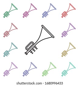 Trombone multi color style icon. Simple thin line, outline vector of carnival and amusement icons for ui and ux, website or mobile application