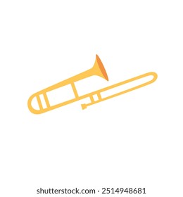 Trombone instrumento de música em fundo branco isolado. Trombone icon.Vetor ilustração desenho animado estilo plano.