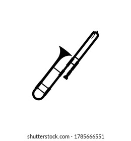Trombone music instrument silhouette vector on white background