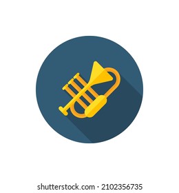 trombone music tools vector icon, flat design, long shadow