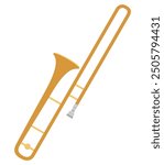 trombone musical instrument flat style vector illustration isolated on white background