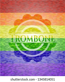 Trombone on mosaic background with the colors of the LGBT flag
