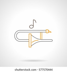 Trombone and one note. Flat line style icon
