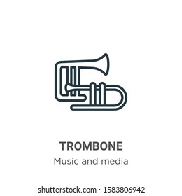 Trombone outline vector icon. Thin line black trombone icon, flat vector simple element illustration from editable music concept isolated on white background