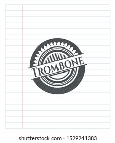 Trombone with pencil strokes. Vector Illustration. Detailed.
