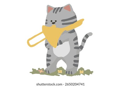 Trombone spelen kat, wind ensemble