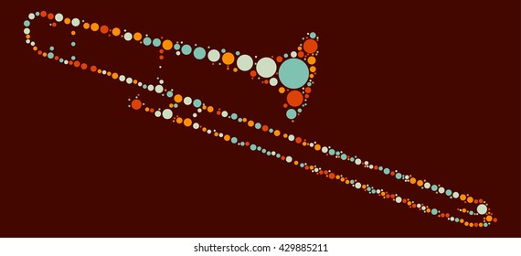 Trombone shape vector design by color point