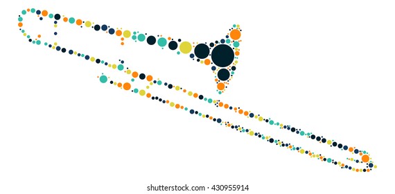 Trombone shape vector design by color point