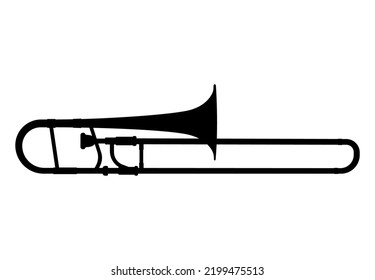Trombone Silhouette, sackbut,  Brass musical instrument Vector