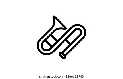 trombone vector icon black and white background wind instrument eps 8