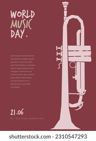 Trombone vector illustration in flat design for world music day template