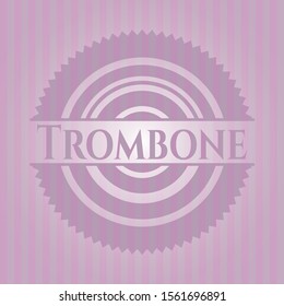 Trombone vintage pink emblem. Vector Illustration. Detailed.