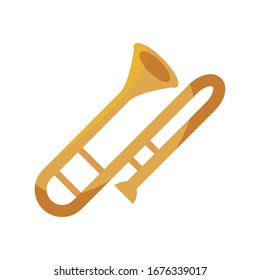 trombone wind musical instrument vector illustration isolated icon